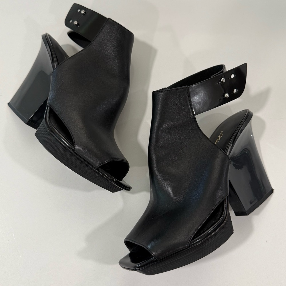 3.1 Phillip lim Juno vamp  black leather platform heel sandal size 38 1/2 EUC